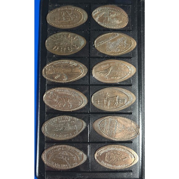 Old Penny Passport Book w/20 Elongated Cents Souvenirs,Black Hills,Dinosaurs + - Picture 3 of 4